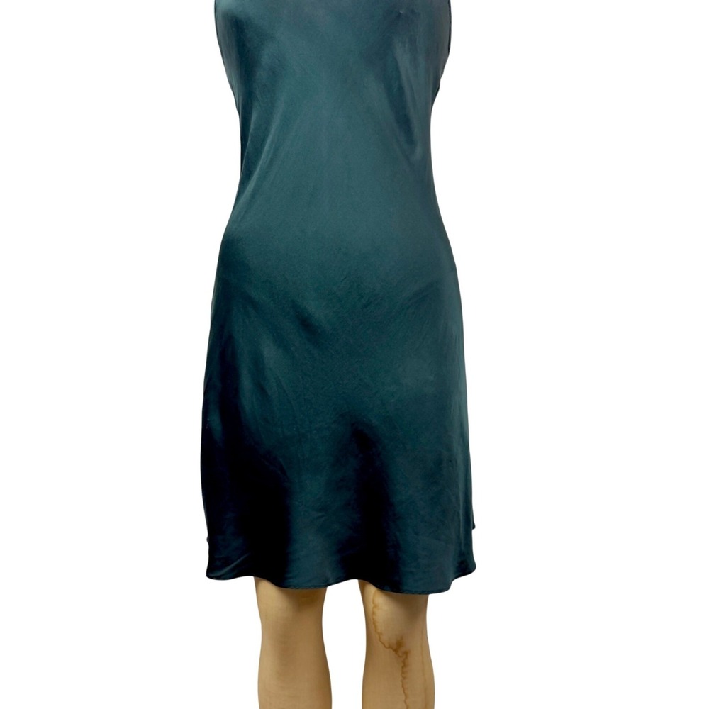 Vintage 90s Valarie Stevens Silk Slip Dress Forest Green Bias Cut Midi Size S - Picture 6 of 8